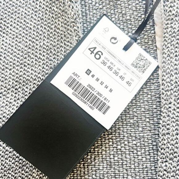Zara Man Unstructured Blazer 2 Button Gray Knit Cotton Blend Pen Slot US46 Tall - Picture 4 of 12